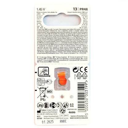 Rayovac 4606 Acoustic Size 13 PR48 (6 pcs) Hearing Aid Battery Hearing Aid Batteries 1.45V V13AT