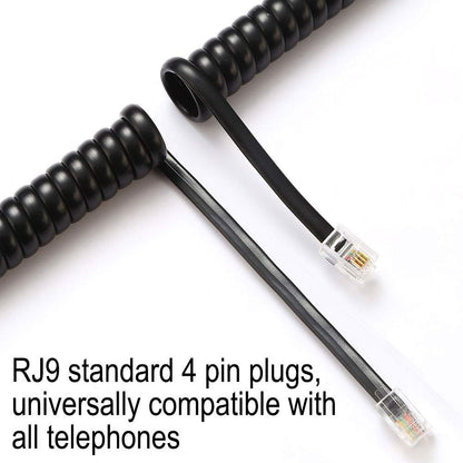 Telephone Handset Cord Black 20" 50cm Spiral Phone Cord Handset Cord Universally Compatible Black