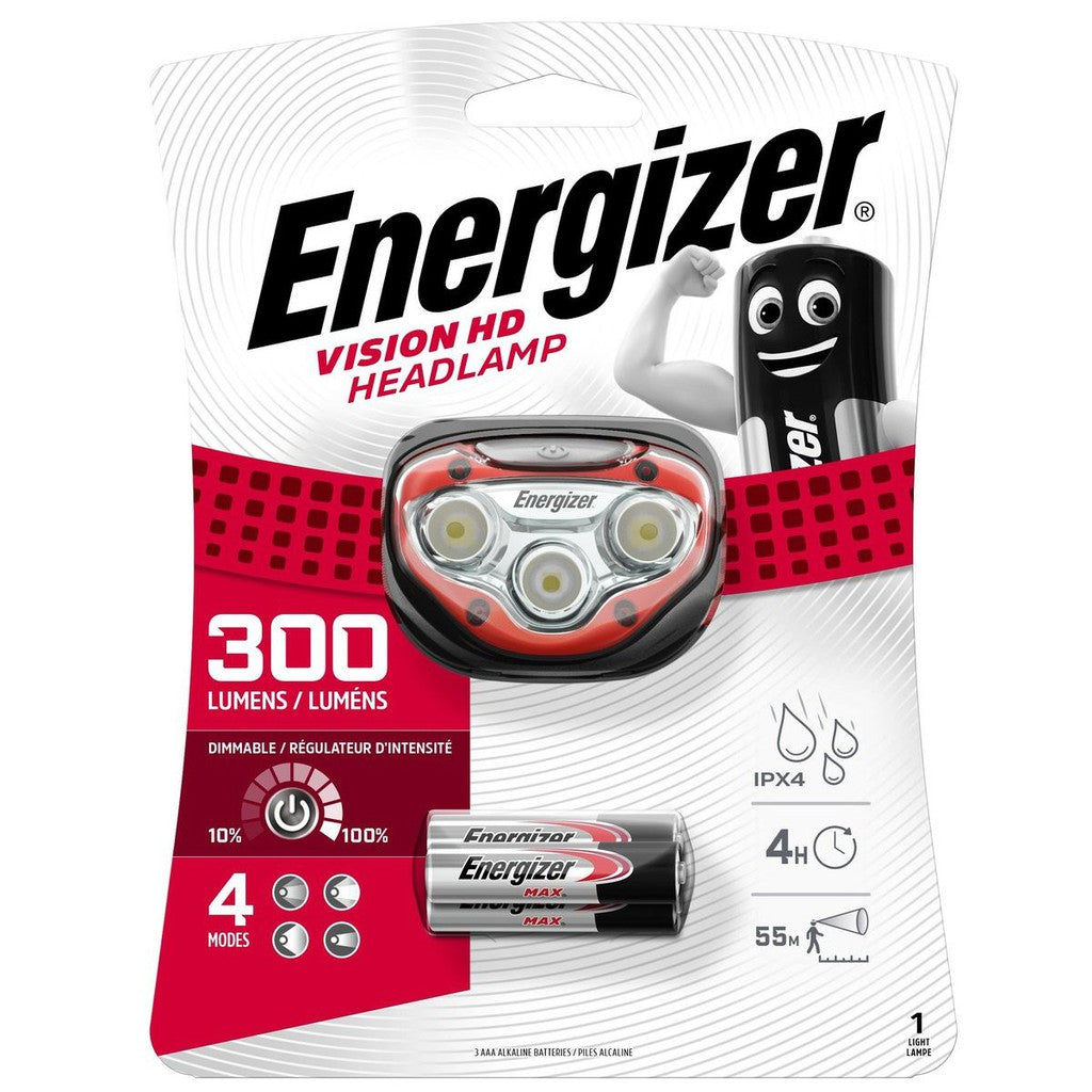 Energizer Vision LED Headlamp 300 Lumens HDB323 Headlight Ultra Bright Head Lamp Light Flashlight