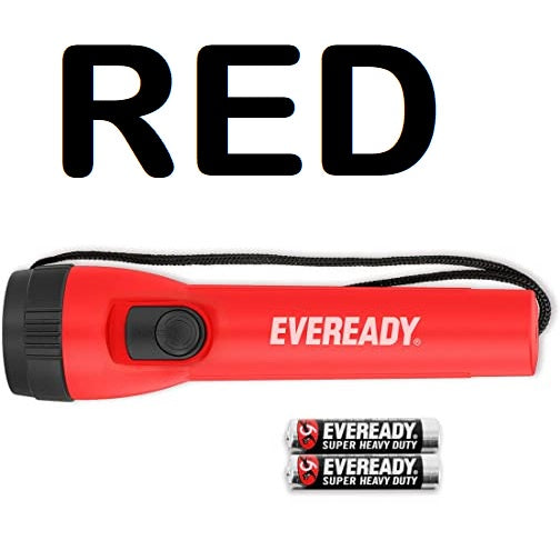 Eveready LED Flashlight with 2 x AA Batteries Included LED Torch Light Flash Light Red Blue LC1L2A