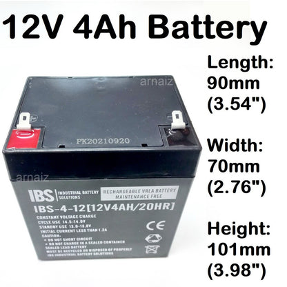 IBS 12V 4Ah 20hr Battery 12 Volts 4 Ampere UPS replaces 12V 5Ah 5A 12V 4.5Ah 4.5A Battery Batteries