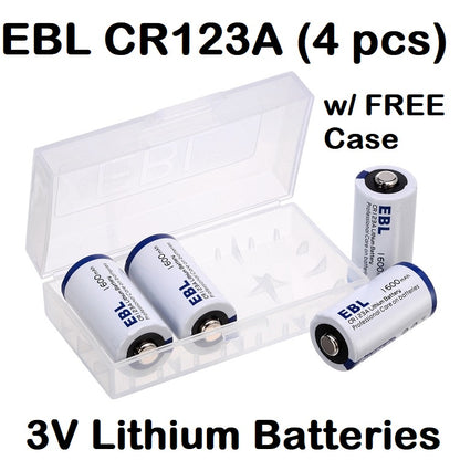 EBL CR123A (4 pcs) Photo Battery LN-CR123 Lithium 3V 1600mAh SINGLE USE 123A 123 Lithium Batteries