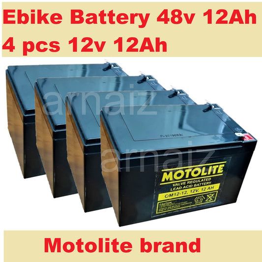 Battery 48V 12Ah Compatible with 48V 16Ah 4 pcs of 12v 12Ah Motolite brand OM12-12