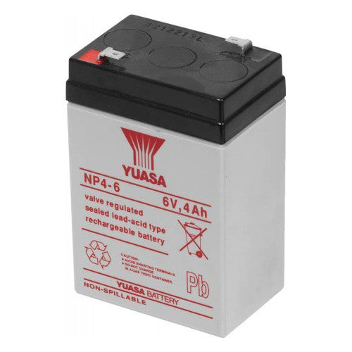 Yuasa 6V 4Ah NP4-6 6 Volts 4 Ampere Rechargeable Sealed Lead Acid Battery Maintenance Free NP 4-6 to