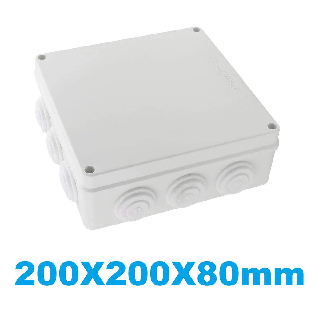 200x200x80mm IP65 Waterproof Outdoor Electrical CCTV Enclosure Square Junction Box White ABS Weather