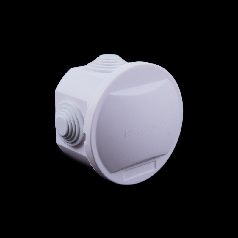 Round Octagon Junction Box Waterproof Outdoor Electrical CCTV Enclosure Square White ABS 80 x 50 mm