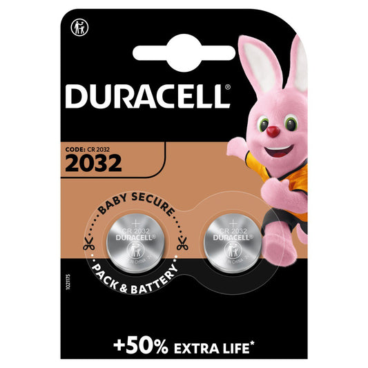 Duracell 2032 CR2032 DL2032 (2pcs) 3v Lithium Button Cell Battery in Blister Pack EA2032C ECR2032