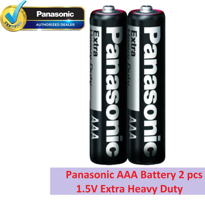 PANASONIC AAA (2pc) Battery Black Extra Heavy Duty 1.5V R03PT/2S-P Panasonic AAA Batteries