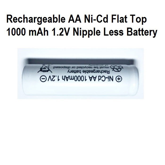 Rechargeable AA Battery Flat Top Nipple Less Battery Ni-Cd 1.2V 1000mAh AA Batteries