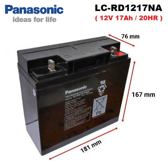 Panasonic 12V 17Ah SLA Rechargeable Battery LC-RD1217NA Valve Regulated Sealed Lead-Acid E-bike