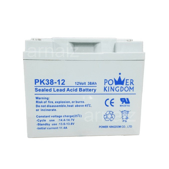 Power Kingdom 12v 38Ah SLA Rechargeable Battery PK38-12 Valve Regulated Sealed Lead-Acid Battery