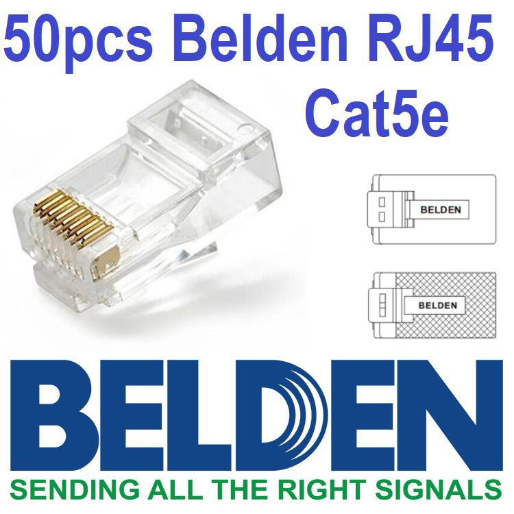 50 pcs Belden Rj45-Connector Utp Cat5E 100 Ohm Straight Male Plug AP70 ...