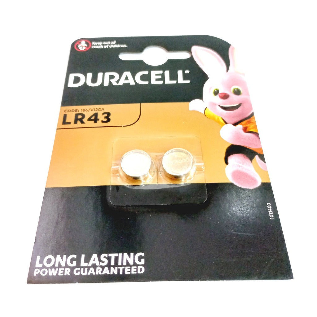 Duracell LR43 186 V12GA (2pcs) 1.5v Alkaline Button Cell Battery in Blister Pack A186 LR1142 BL2