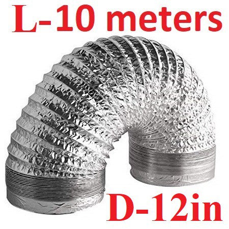 Flexible Aluminum Air Duct (10 meters) 10 & 12 inches Foil Ducting Ventilation HVAC Tube Tailee