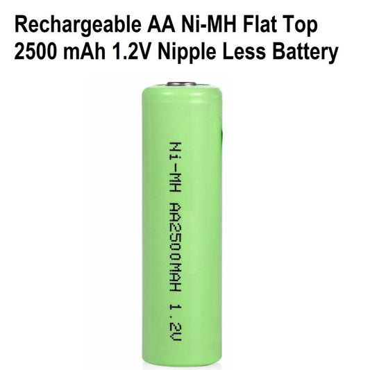 Rechargeable AA Battery Flat Top Nipple Less Battery Ni-MH 1.2V 2500mAh AA Batteries