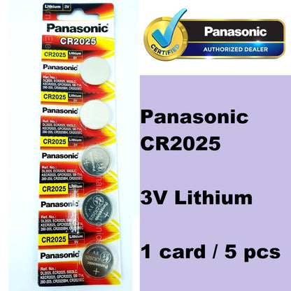 Panasonic CR2025 (5pc) ECR2025 2025 Lithium Coin Cell Button Battery 3V 3 volts