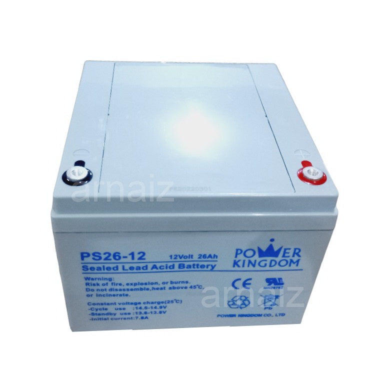 Power Kingdom 12v 26Ah SLA Rechargeable Battery PS26-12 Valve Regulated Sealed Lead-Acid Battery