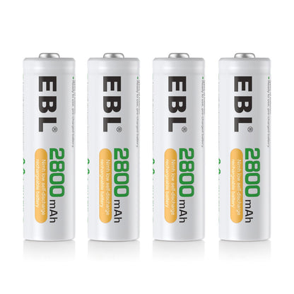 EBL AA Size AA (4 pcs) 2800mAh Rechargeable Battery with Case HR6 Rechargeable Batteries