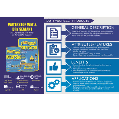 Cord WaterStop 200ml Wet & Dry Sealant Two Component Waterproofing Sealant Seal Water Stop Sealant
