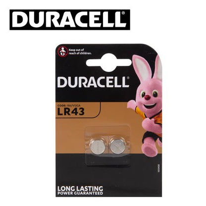 Duracell LR43 186 V12GA (2pcs) 1.5v Alkaline Button Cell Battery in Blister Pack A186 LR1142 BL2