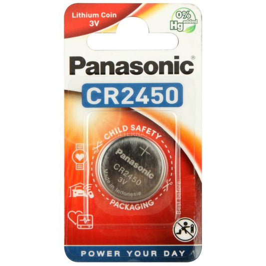 Panasonic CR2450 Battery (1pc) 3V CR 2450 CR-2450 Coin Button Cell Batteries 3 Volts Lithium Battery