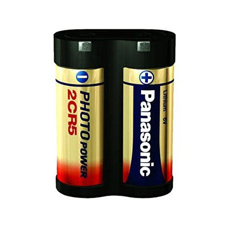 Panasonic 2CR5 Battery (Gold) 6V Lithium Batteries 2CR-5 Cylindrical Photo Lithium Power 6 volts