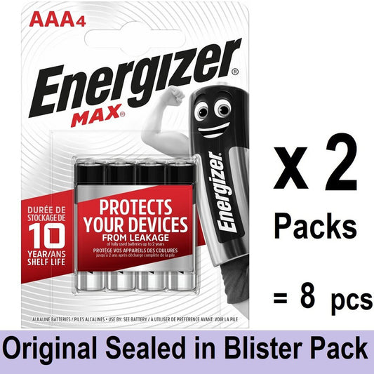 Energizer AAA Batteries (8 pcs) Energizer MAX AAA Alkaline Battery Original Sealed in Blister Pack