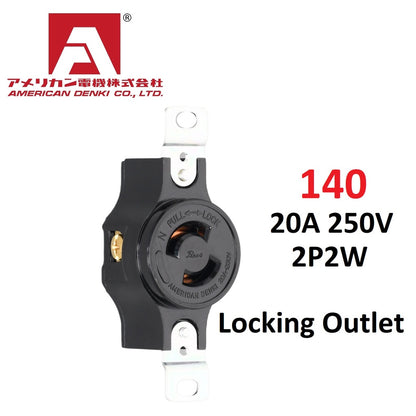 American Denki 140 Locking Outlet 20A 250V 2 Pole 2 Wire Receptacle