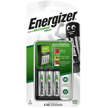 Energizer Battery Charger Recharge MAXI for AA and AAA CHVCM4 with free 4 pcs Rechargeable AA