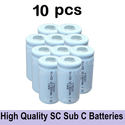 2-20pcs Screw Driver Electric Drill SC Batteries 1.2V 1800mah Sub C Ni-Cd Rechargeable Battery SUBC