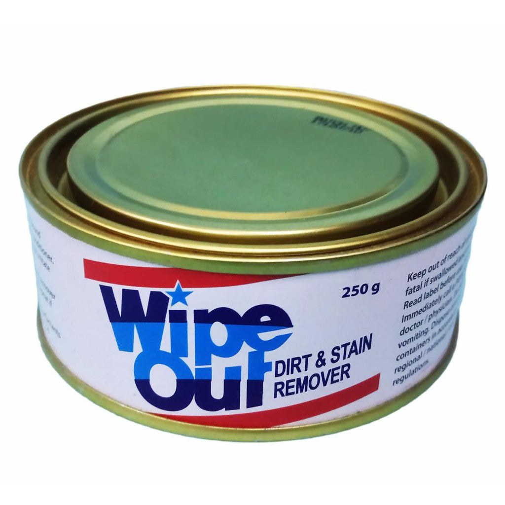 Wipe Out Dirt and Stain Remover 250g or 145g WipeOut in Metal Can or P ...