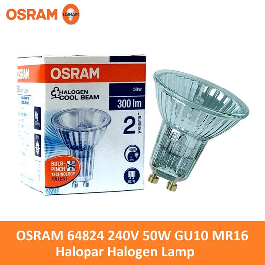 Osram 64824 240V 50W MR16 GU10 35D Halogen Flood Spot Lamp Halopar