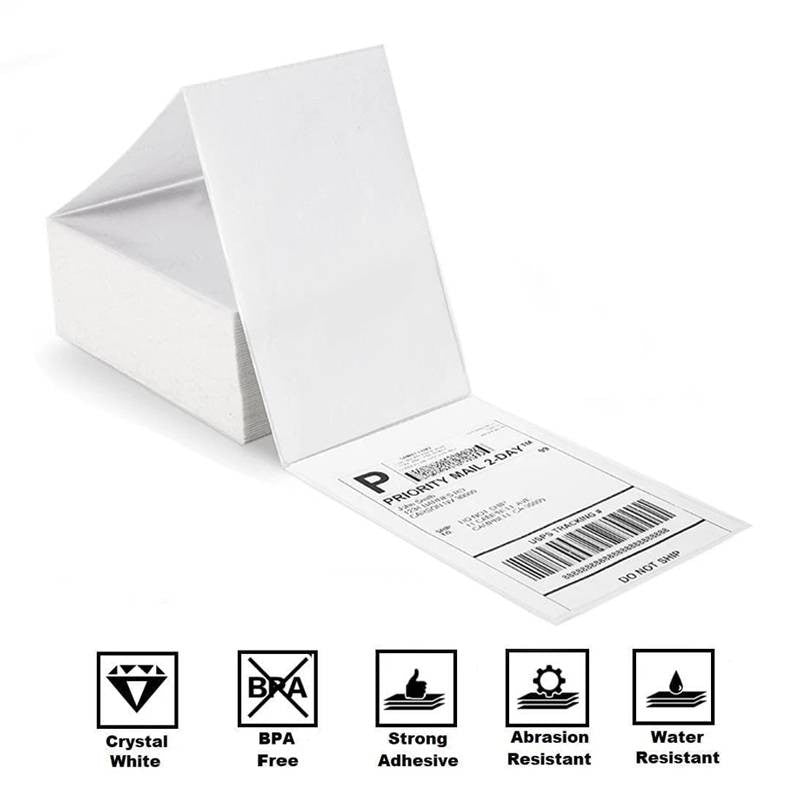 Waybill Sticker A6 100*150 Fold 500pcs Label Paper Barcode Thermal Sticker 100 x 150 mm 4 x 6 inches