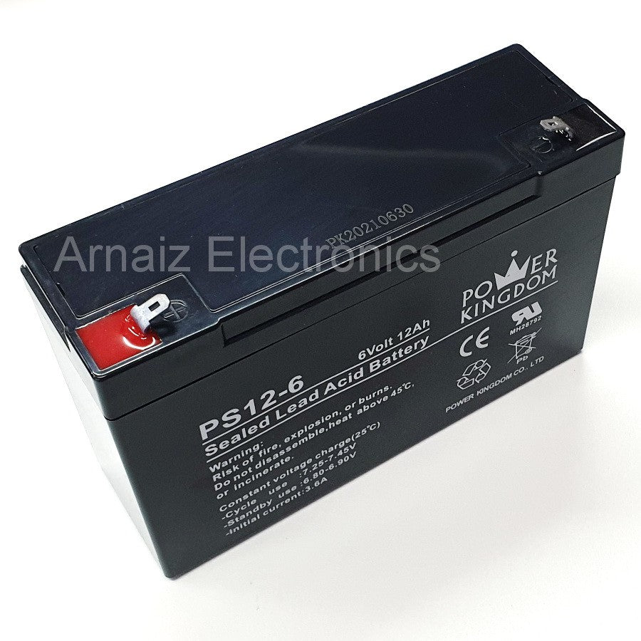 Power Kingdom 6V 12Ah SLA Rechargeable Battery PK12-6 Valve Regulated Sealed Lead Acid Battery