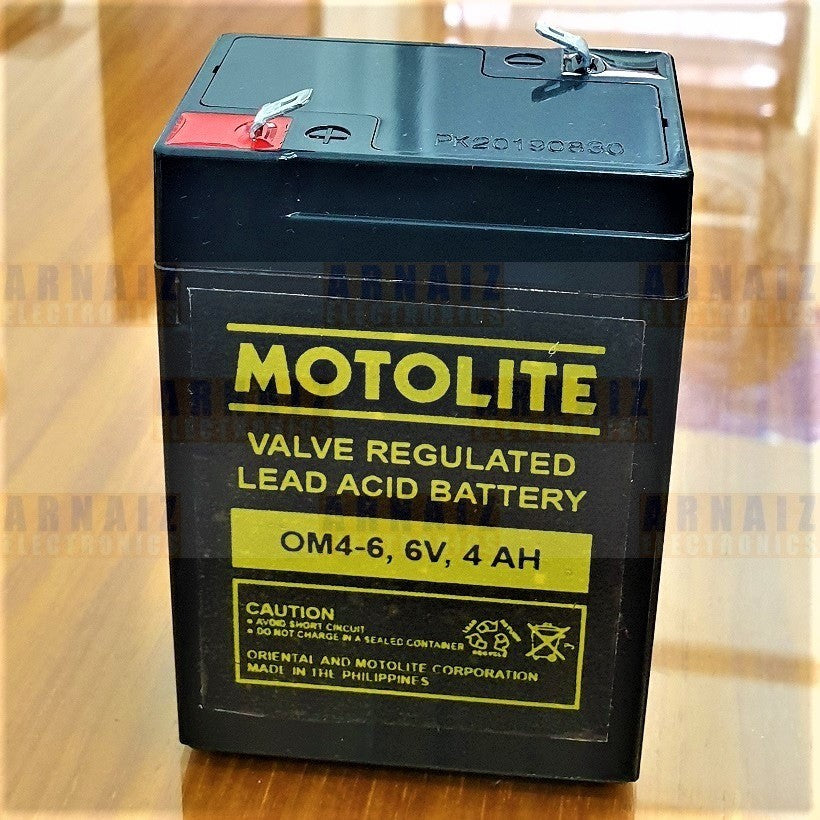 Motolite 6V 4Ah OM4-6 6 Volts 4 Ampere Rechargeable Sealed Lead Acid Battery 6v 4.5Ah Toy Car Batt