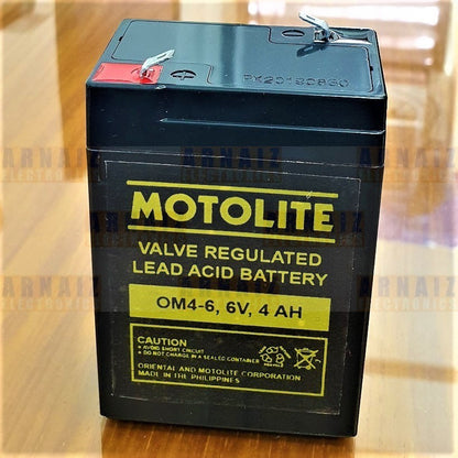 Motolite 6V 4Ah OM4-6 6 Volts 4 Ampere Rechargeable Sealed Lead Acid Battery 6v 4.5Ah Toy Car Batt