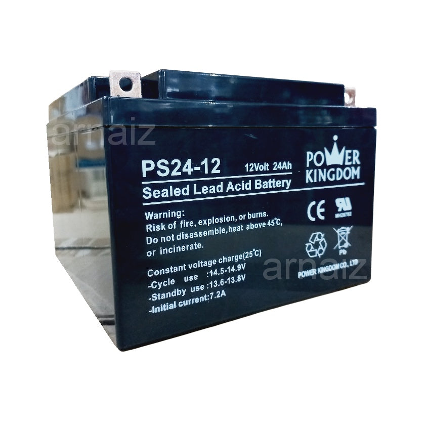 Power Kingdom 12V 24Ah Battery Rechargeable PS24-12 SLA Sealed Lead Acid 12 Volts SLA Batteries