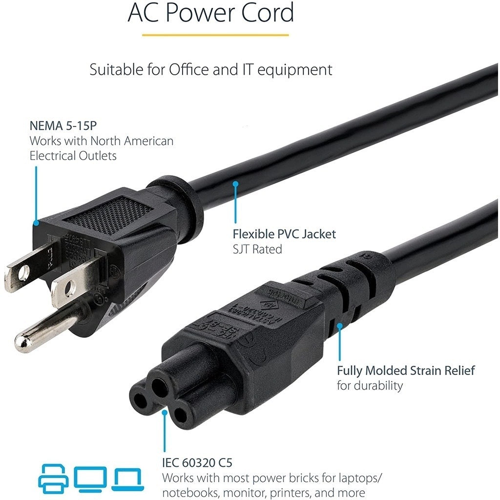 Laptop Power Cord C5 to NEMA 5-15P 3 Prong 1.5 Meters Mickey Mouse Lap top Notebook Computer Printer