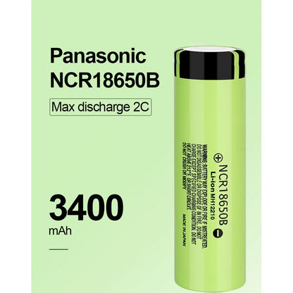 Panasonic 18650 3400mAh NCR18650B Flat Top Lithium Rechargeable Battery