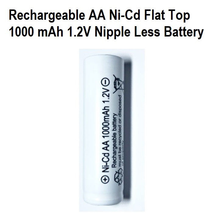 Rechargeable AA Battery Flat Top Nipple Less Battery Ni-Cd 1.2V 1000mAh AA Batteries