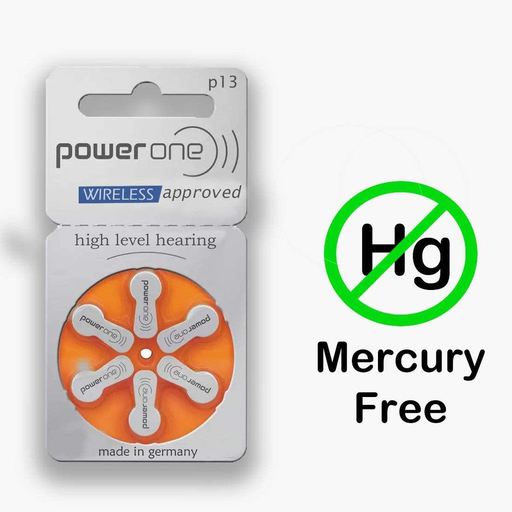 Power One Zinc Air Size 13 PR48 (6 pcs) Hearing Aid Battery Hearing Aid Batteries 1.45V A13 P13