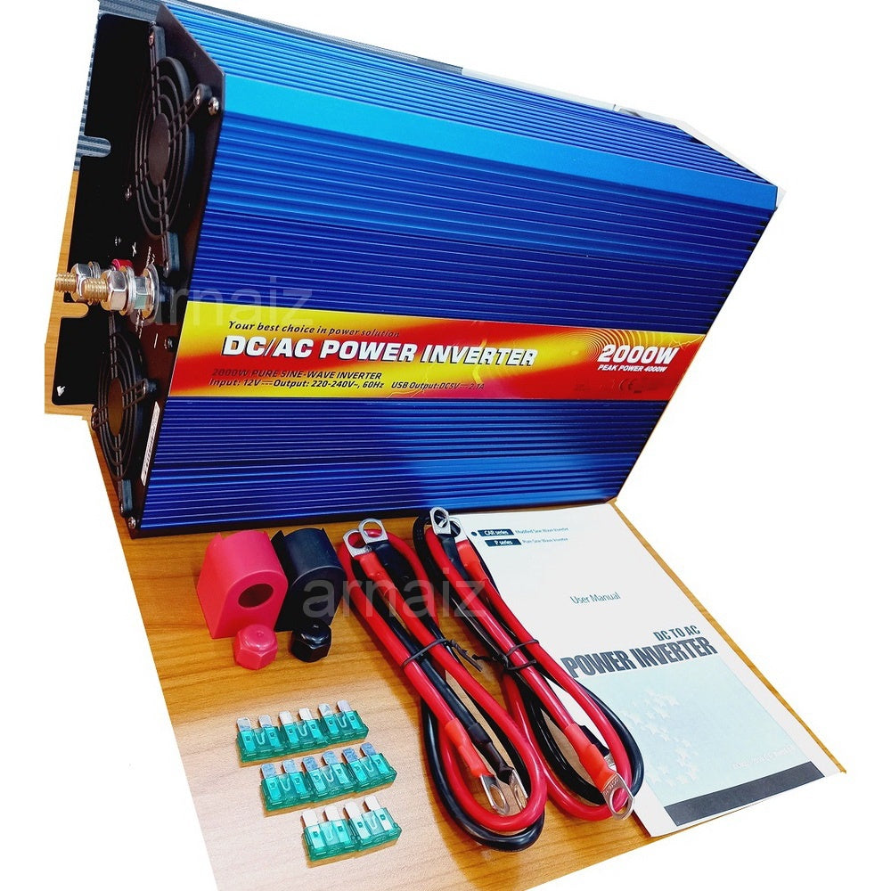 Power Inverter 2000W Pure Sinewave 12VDC TO 220VAC