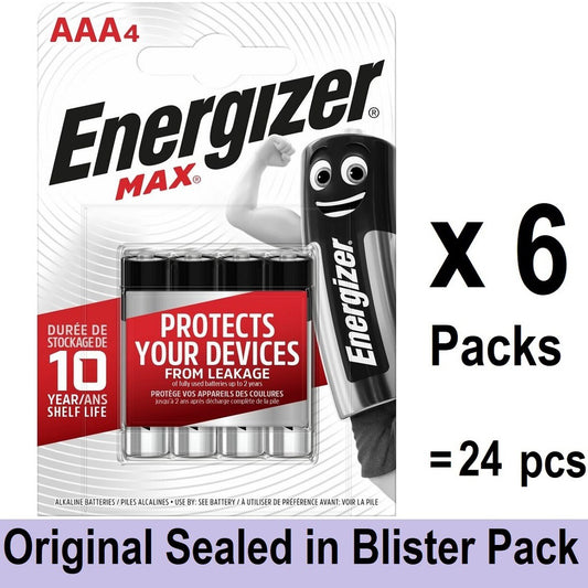 Energizer AAA Batteries (24 pcs) Energizer MAX AAA Alkaline Battery Original Sealed in Blister Pack