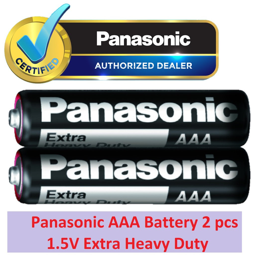 PANASONIC AAA (2pc) Battery Black Extra Heavy Duty 1.5V R03PT/2S-P Panasonic AAA Batteries