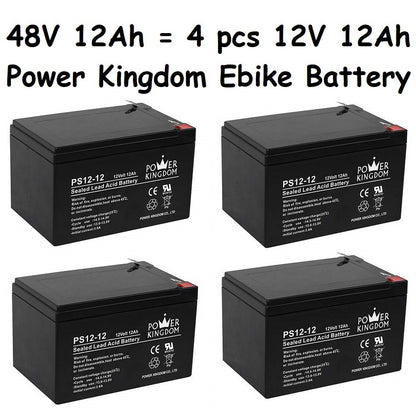 Ebike Battery 48V 12Ah (4pcs 12V 12Ah) Electronic Eco Bike Rechargeable SLA VRLA Sealed Lead Acid