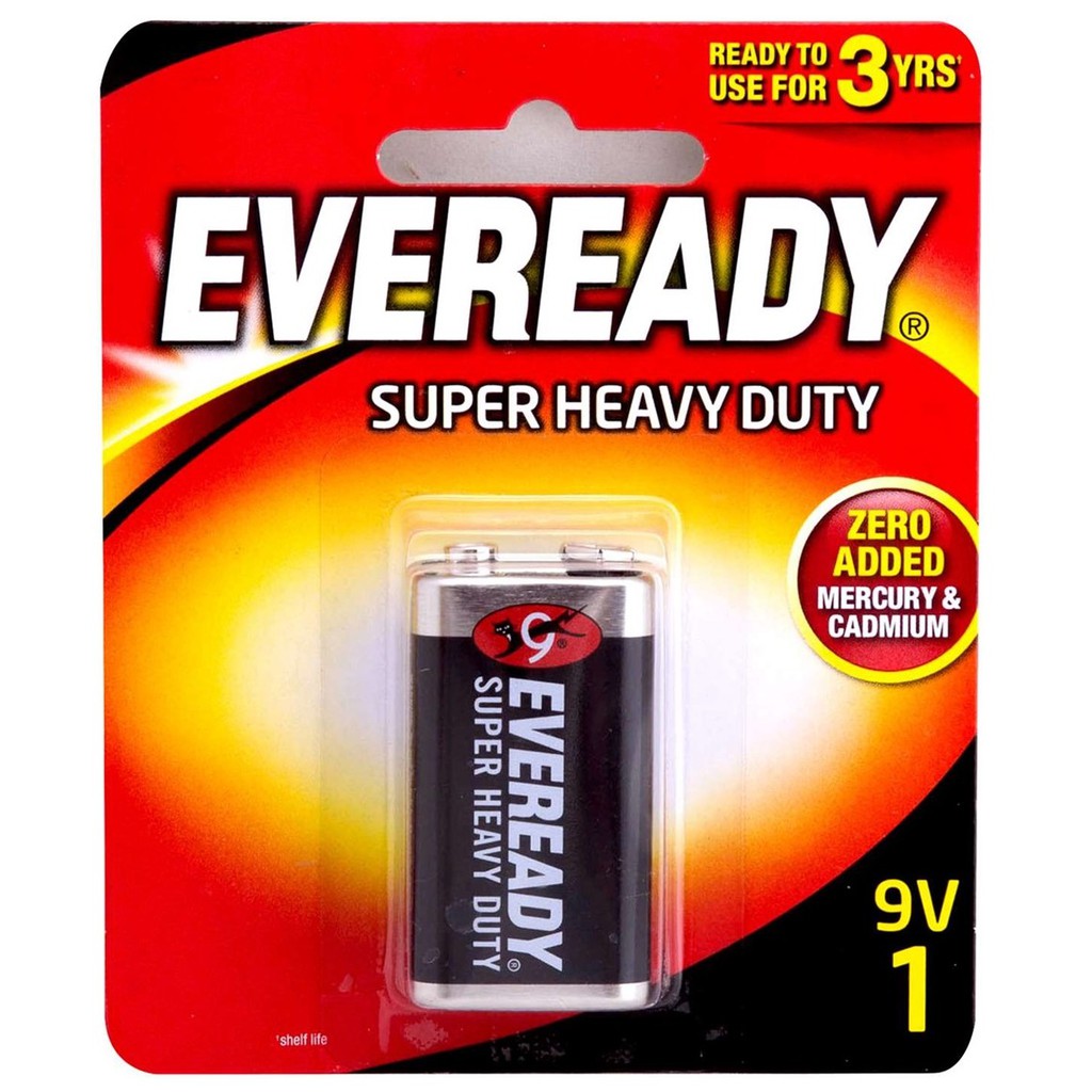 Eveready 9V Battery 9 Volts Carbon Zinc Batteries 1222BP1 Black Square