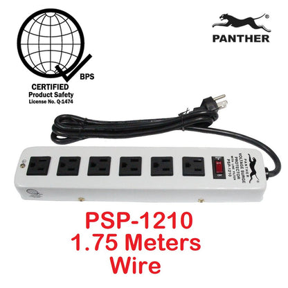 Panther 6 Gang Voltage Surge Protector 6 Outlets Extension Cord 1.75meters PSP-1210 PSP 1210 PSP1210