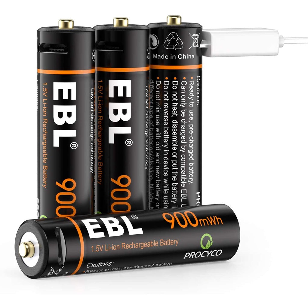 EBL AAA (4pcs) USB AAA Rechargeable Batteries 1.5V Lithium Ion Rechargeable Battery 900mWh TB1444