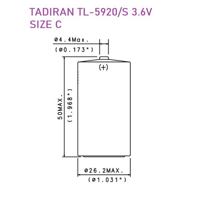 Tadiran TL-5920 Battery size C Lithium Battery 3.6V - non Rechargeable Tadiran TL-5920/S Batteries