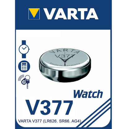 Varta V377 SR66 (1pc) 1.55v Silver Oxide Button Cell Battery in Blister Pack Varta V 377 SR626SW